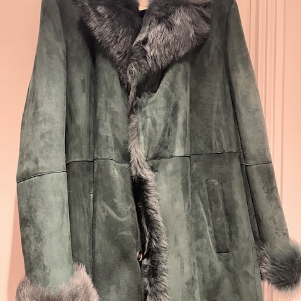 Paul Stuart Phineas Cole Green Shearling Mens Jacket Size Large MSRP 7795.00